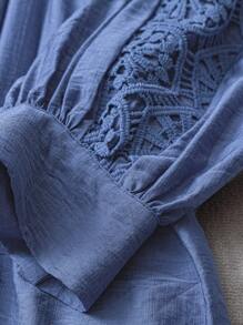 Al Najma Damska bluzka w jednolitym kolorze z koronką w stylu arabskim w dużych rozmiarach