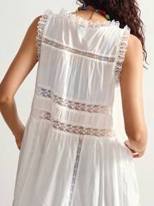 Bohemela 女式仿蕾丝边纽扣前开襟长裙，夏季