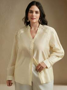 Anewsta New Design Embroidered Elegant Niche Women Shirt, Butter Yellow - Yellow - View 4