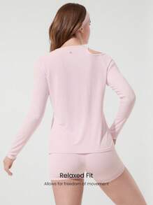 GLOWMODE TENCEL™ Modal Vitality Lightweight Silky Smooth Asymmetrical Shoulder Cutout Long Sleeve Crewneck Active Top Low Impact Yoga Pilates Gym Studio Daily Casual Wear