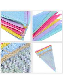 1 套 3.6 米粗麻布卡其色横幅、粗麻布三角旗、亚麻彩旗、花环丝带，适用于生日、婚礼、派对、露营、波西米亚春季复活节、节日派对装饰 - 彩色 - 查看 6