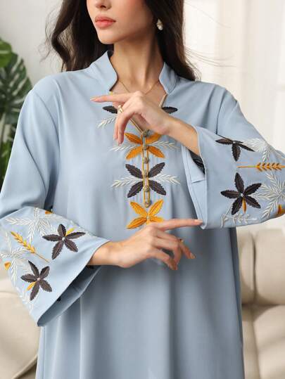 SHEIN Najma 女式长款刺绣宽松长袍