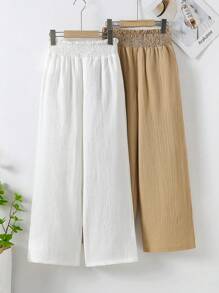 2 chiếc quần ống rộng xếp ly gấu cho bé gái tuổi teen, thích hợp mặc đi nghỉ mát, đi biển, du lịch, ở nhà, đi học, đại học, phong cách thời trang thu/đông. - Nhiều màu - Xem 3