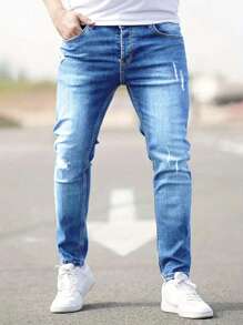 Manfinity Homme Men's Slim Fit Ripped Jeans