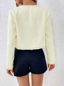 Firerie Raw Trim Open Front Crop Overcoat In Fall/Winter - White - View 2