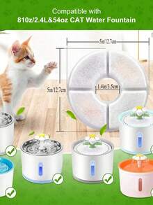 8PCS【圆形】猫饮水器滤芯替换滤芯，兼容80oz/2.4l猫饮水器，多重过滤系统活性炭滤芯，适用于自动宠物饮水花洒，适用于猫狗饮水机，防止宠物掉毛，避免误食，保护宠物健康，送给宠物最好的生日礼物