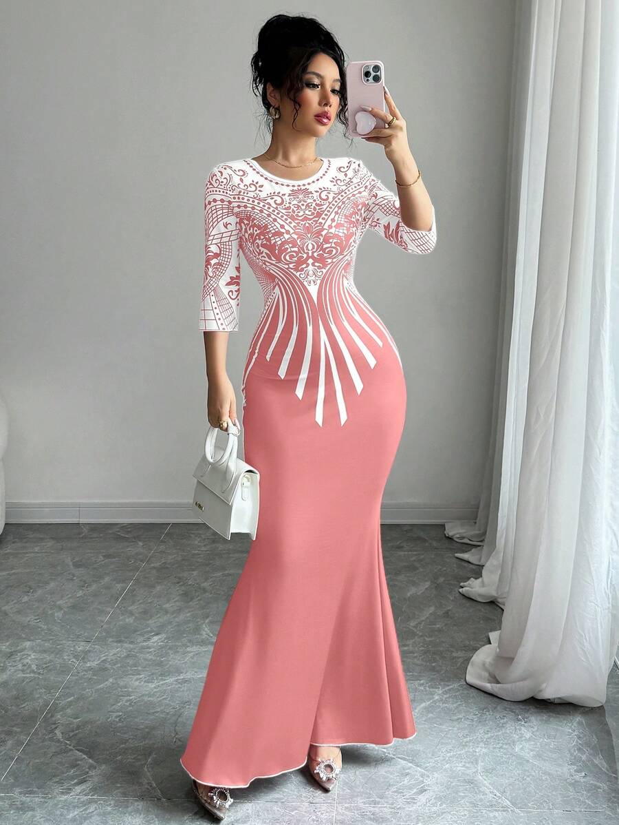 Modelyn 女式印花修身连衣裙 - 彩色 - 查看 1