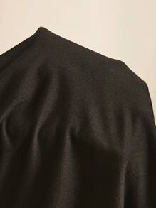 SHEIN VCAY Plus Butterfly Sleeve Peplum Tee - Black - View 6