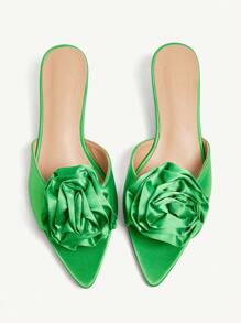 CUCCOO CHICEST Sandale damă cu toc înalt, elegante, romantice, din satin verde, cu vârful ascuțit și flori de trandafir, potrivite pentru rochie, mireasă, domnișoare de onoare, ceai de după-amiază, întâlnire, petrecere, nuntă, vacanță de vară, banchet