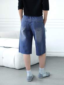 SHEIN Unity 女式低腰宽松阔腿牛仔裤，蓝色夏季，毕业，度假，乡村音乐会，音乐会，巡航，老钱风格，外出，节日，度假，生日，可爱夏季 - 白色 - 查看 3