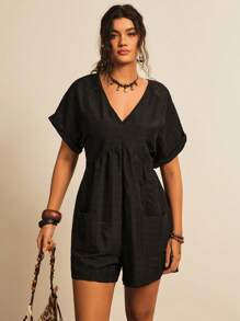 Freevana 大码纯色蝙蝠袖连体衣，休闲假日风格