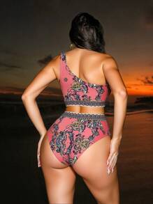 Swim SXY Bộ bikini lưng cao hở lưng họa tiết Paisley 2 món/bộ, phong cách kỳ nghỉ bãi biển mùa hè - Nhiều màu - Xem 6
