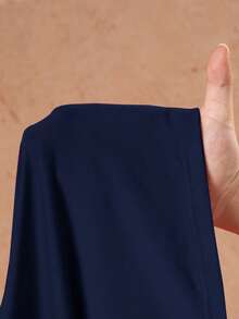 Slaydiva 3 件套女士休闲纯色长袖拉链夹克、短款背心和喇叭裤 - 藏蓝色 - 查看 7