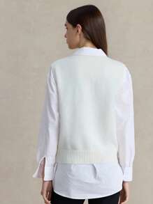 Briarwyn 女式闪光针织上衣，夏季时尚，秋季女装，返校服装，复古服装，女士办公室服装，全白闪光亮片 - 米色 - 查看 3