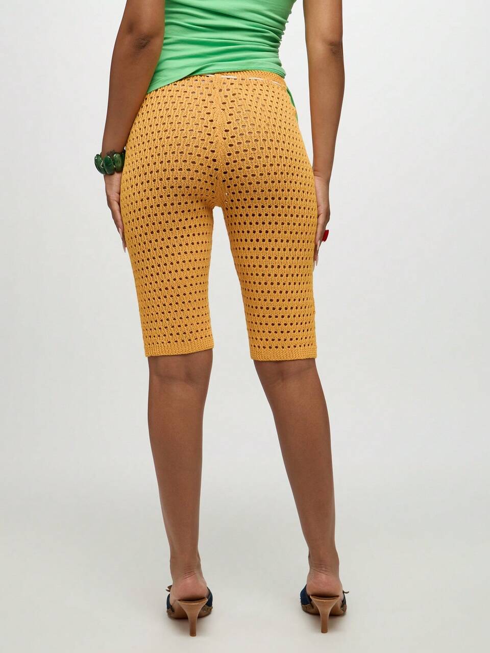 SUMWON Handcrafted Crochet Bermuda Shorts Bohemian Beach Resort Wear Summer Holiday Beachwear With Drawstring Waist