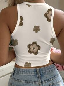 Seusyu 休闲碎花修身女式上衣，适合夏季返校季穿着，时尚百搭