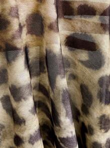 SHEIN WYWH 女士度假性感豹纹抹胸海滩金属贝壳装饰侧高腰镂空连衣裙，适合派对、约会、下午茶、波西米亚风格 - 棕色 - 查看 8