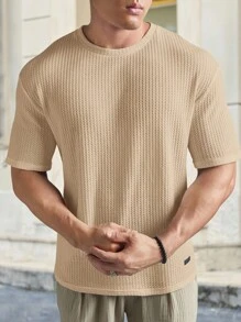 Manfinity VCAY Men Casual Solid Waffle Knit Tee For Summer