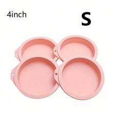 4pcs Round Shape Silicone Cake Molds Set - Non-Stick, Layered, Multi-Size (4''/6''/8''), Bread Pan, Toast Molds, Cake Tray, Kitchen Gadgets, Home Kitchen Essentials, Baking Tools, Easy Release, Space-Saving Design - Pink - View 6