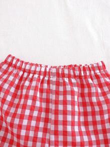 Cozy Pixies 2pcs Baby Girls Strawberry Print Ruffle Trim Pullover Top And Elastic Waist Shorts Set - Red - View 7