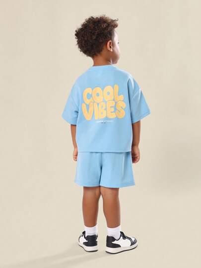 SUMWON Cool Vibes Barn Sommar Matchande T-shirt Och Shorts Set Lek Komfort Outfit Athleisure Träningsdräkt