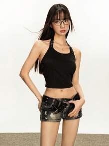 Rina Fox Áo hở lưng hở vai gợi cảm thời trang nữ - màu đen - Xem 4