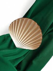 Anewsta Women's Summer Beach Solid Color Ruched Metal Shell Sexy Bikini Set With Cover-Up And Skirt - Green - View 12