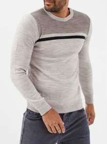 RueChic Men Colourblock Jumper - Light Grey - View 6