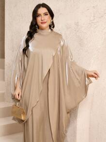 Veilorie 大码女式经典纯色长裙 - 杏色 - 查看 6