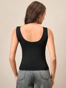 Anewsta Áo ba lỗ không tay đính đá trang trí thanh lịch, đa năng, vừa vặn dành cho nữ, mùa xuân/hè, kỳ nghỉ, thường ngày, lễ hội - màu đen - Xem 2