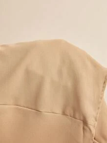 SHEIN VCAY 大尺碼女式百褶袖褶裙 - 卡其色 - 查看 8