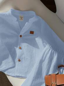 SHEIN 2 Stück Baby Jungen/Mädchen Lässig Outfit - Langarm Hemd mit Kragen und Hose mit Gummibund Grundausstattung, geeignet für Frühling, Sommer, Herbst, perfekt für Geburtstags-Party, Neujahrs-Party, Hochzeit, Baby-Shower Hellblau Baby Jungen Outfit Baby Jungen Leinen Outfit Baby Jungen Outfit Erster Geburtstag Jungen Outfit Herbst Winter - Blau - Übersicht 6