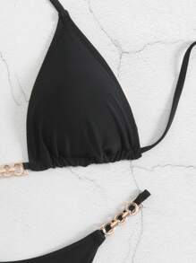 Swim Vcay 鏈接三角丁字褲比基尼套裝，夏季沙灘