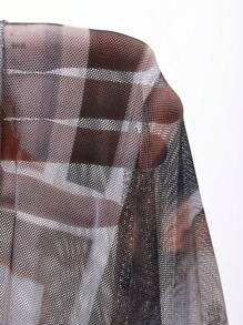 DAZY 女士网眼印花修身短款上衣，节日花朵度假海滩装，春夏长袖女上衣，秋季女装 - 彩色 - 查看 10