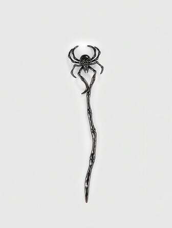 Goth 1pc Gothic Style Asymmetrical Skull & Spider Leg Decor Hair Clip & Hairpin For Women