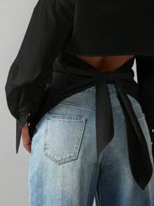 MISSGUIDED Camicia di cotone con bottoni e maniche lunghe, adatta per l'ufficio e ambienti professionali, blusa con colletto