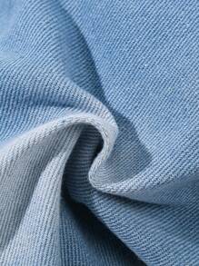 SHEIN Mono General Con Volantes Y Denim Para Bebé Niña - Lavado ligero - Ver 4