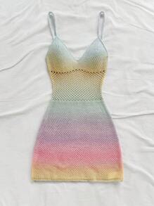 Soleia 女士渐变色吊带迷你针织沙滩裙 - 彩色 - 查看 4