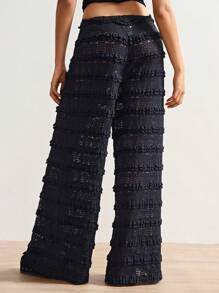 Bohemela Áo khoác ngoài phong cách Boho Thu/Đông, Quần ống đứng cạp cao phối ren xếp ly, kiểu dáng thường ngày dành cho nữ, thích hợp cho kỳ nghỉ biển, phong cách đồng quê miền Tây, đi xem hòa nhạc, đi nghỉ mát, mặc hàng ngày, đi học, Halloween, Giáng sinh. - màu đen - Xem 4