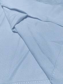 SHEIN LUNE 大码女式纯色披肩领休闲褶皱袖西装外套女式西装外套女式西装外套蓝色西装外套浅蓝色西装外套女士办公室服装蓝色西装外套女士西装外套办公室，秋季女士服装 - 淺藍色 - 查看 3