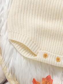 SHEIN Vintaside Kids 男婴万圣节南瓜刺绣吊带毛衣连体衣，婴儿装，新生儿连体衣，氛围装