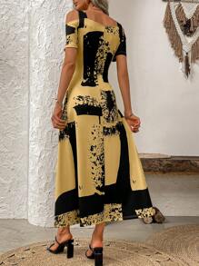 SHEIN LUNE 女式拼色连衣裙，适合夏季长款女装