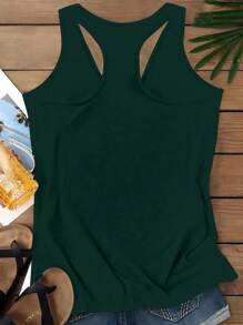 SHEIN LUNE Plus Size Casual Minimalist Camisole Top, Suitable For Summer - Dark Green - View 2