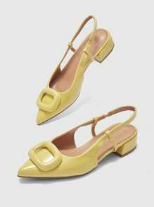 CUCCOO BIZCHIC 女士尖头扣饰时尚平底鞋 - 黃色 - 查看 6