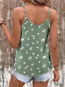 SHEIN LUNE 休闲印花宽松V领吊带背心，适合夏季度假、外出等休闲场合。 - 彩色 - 查看 2