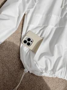Comfortcana Áo khoác trùm đầu màu trắng đa năng thường ngày cỡ lớn - trắng - Xem 4