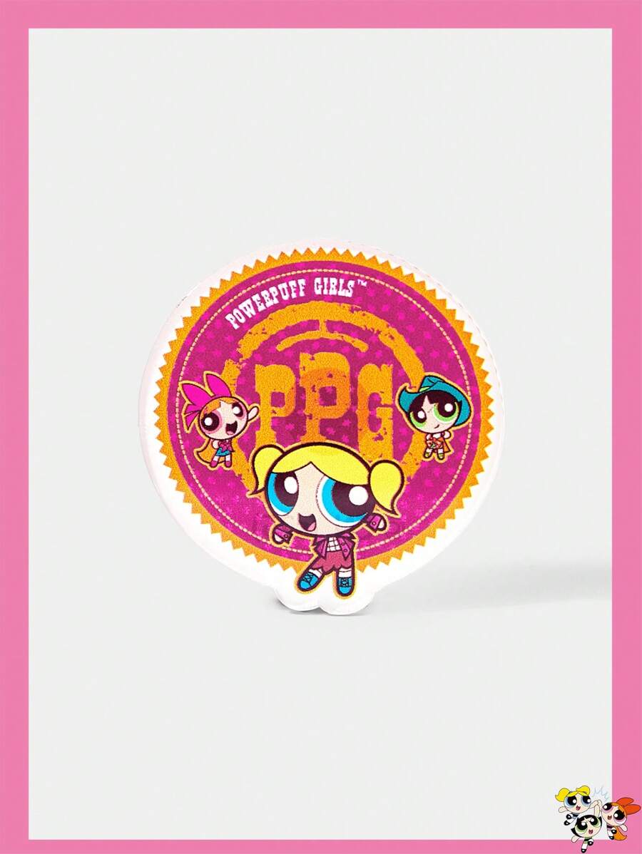 THE POWERPUFF GIRLS X SHEIN 圆形时尚卡通设计胸针 - 紅色 - 查看 1