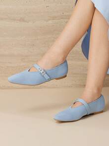 MOTF PREMIUM ZAPATOS PLANOS CON PUNTERA CUADRADA Y HEBILLA - Azul - Ver 7