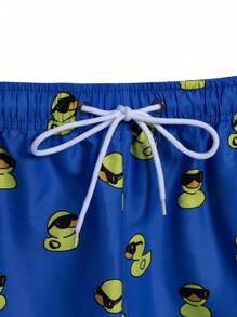 CoralVoy 大码男式卡通鸭子印花抽绳腰沙滩短裤 - 彩色 - 查看 3