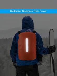 1Pc 15-75L Black Backpack Rainproof And Anti-Fouling Cover, Dustproof Cover For Outdoor Travel Hiking And Mountaineering Bag, Foldable And Backpack Protective Cover With Reflective Strips, Suitable For Outdoor, Mountaineering, Commuting, School, Home, Travel Storage - Orange - View 4